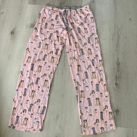 P.J. Salvage pajama pants dogs lovers print size‎ large pink gray comfy soft - Picture 2 of 9